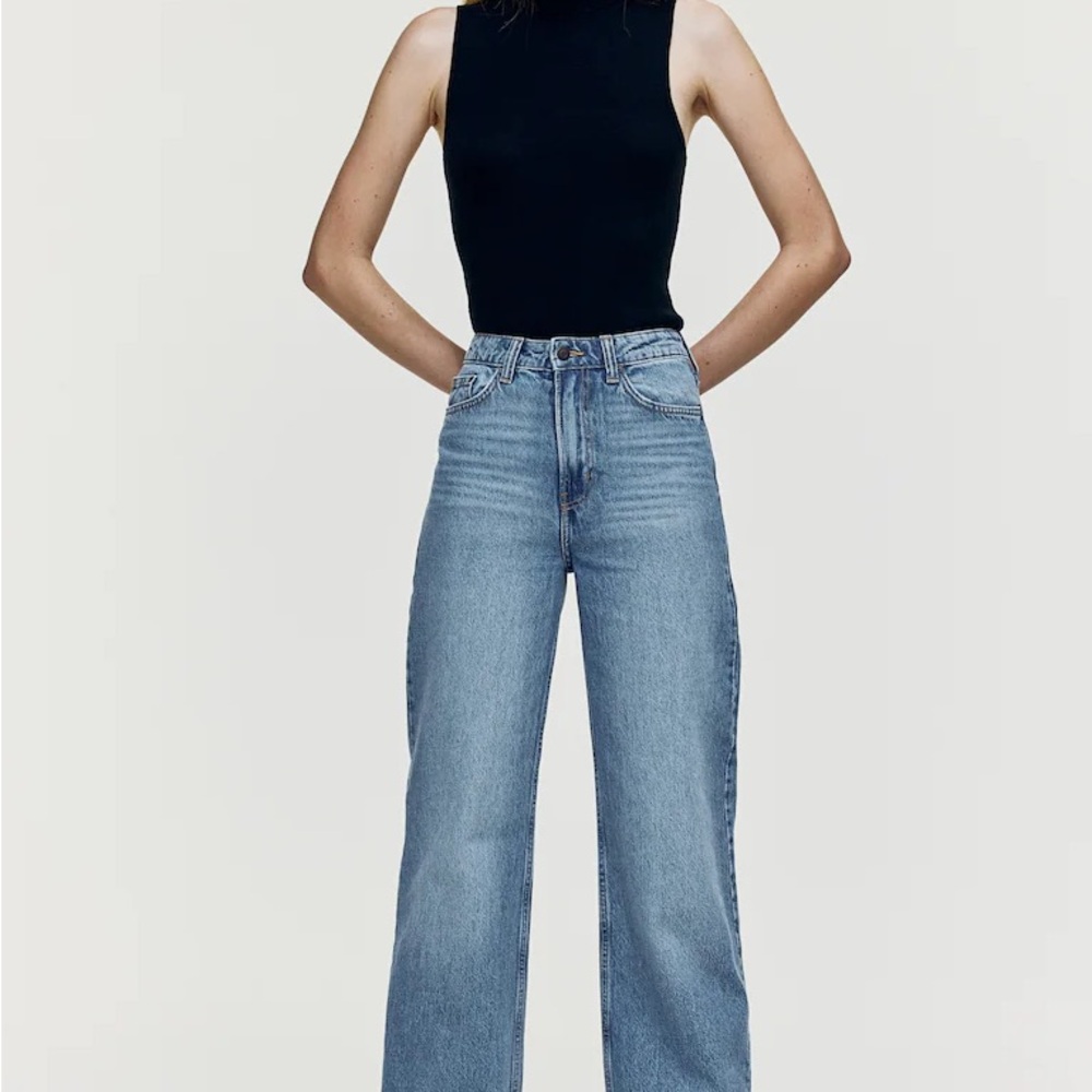 H&M Blue Flare Wide Leg Jeans
